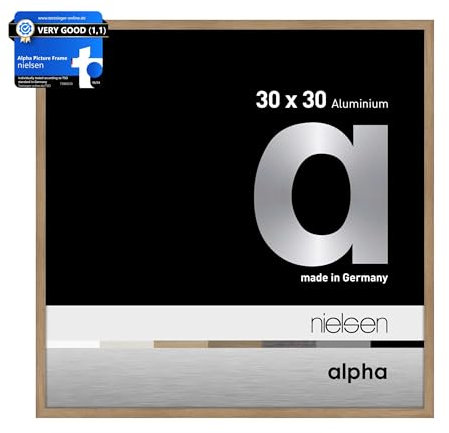 nielsen Alpha Oak Aluminium Picture Frame - 30x30cm - with Float Glass and Easy Push-Turn Clips - For Photos and Art