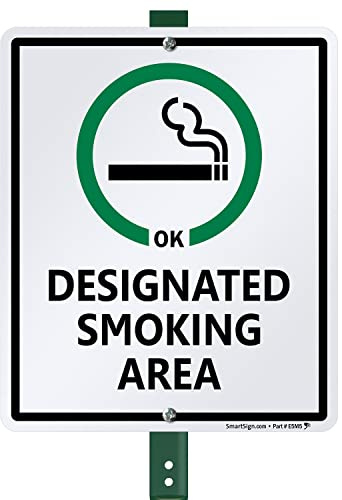 Designated Smoking Area (with Cigarette Ok Symbol) Sign, 12 x 9