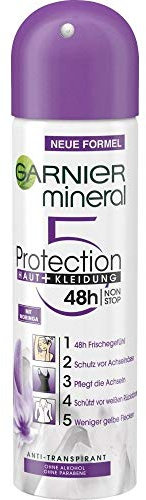 Garnier Anti-Transpirant, Spray, intensiver Schutz vor Körpergeruch & Achselnässe, bis zu 48h Wirkung, Mineral Protection 5, 6er-Pack (6 x 150 ml)