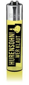 CLIPPER® Feuerzeug - Hurensohn wer klaut - yellow