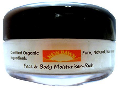 Organic Natural Rose Geranium Rich Cream / Moisturiser for Dry skin - Range No.2 - Eczema / Psoriasis / Itchy Skin Relief - Made with Coconut, Rosehip and Starflower Oil (30ml) by New Dawn