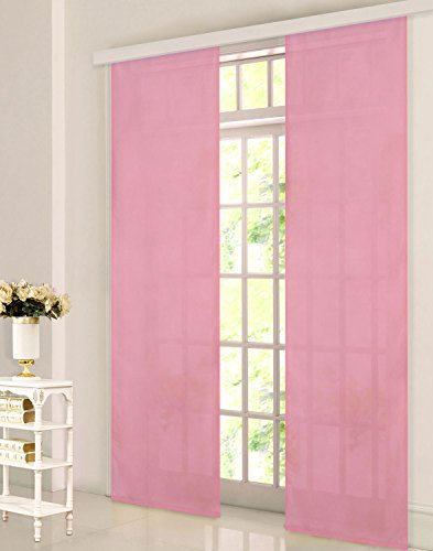 Gardinenbox Flächenvorhang, Schiebegardine Blickdicht matt, 2 Stück 245x60, Pink, aus Micro Satin (Mikrofaser Gewebe), mit Paneelwagen und Beschwerungsstange -085600-, 085600