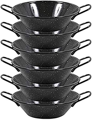 Menax - Paellera Honda Mini - Acero Vitrificado Antiadherente - Diámetro 16 cm - Set de 6
