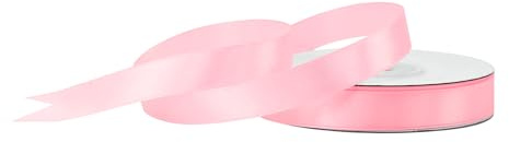 Satinband 12mm x 25m Rolle - FARBAUSWAHL in 3/6/12/18/25/38/50/75/100mm - farbecht & waschbar - Schleifenband für Hochzeit - Geschenkband zum Verpacken Dekorieren Basteln - Hellrosa 150