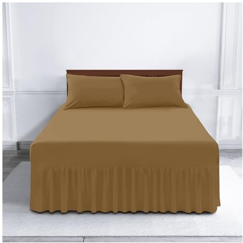 Gaveno Cavailia Luxury Non-Iron PERCALE VALANCE Sheet, Poly-Cotton, Mocha , Double