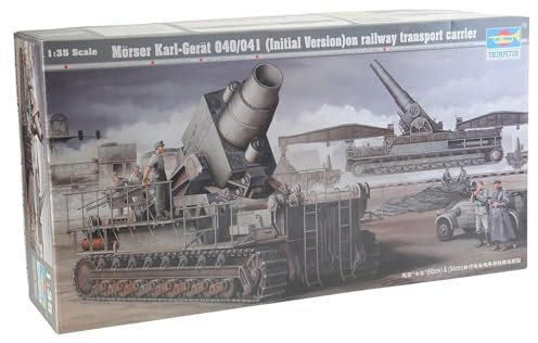 Trumpeter 00208 Modellbausatz Mörser Karl Gerät 040/041 auf Eisenbahn-Transport-Trailer, Verschiedene Farben
