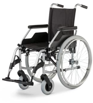 Dynamic24 Rollstuhl Budget 9.050 II SB 43 cm Faltrollstuhl Aluminium Lightweight, Foldable Silver