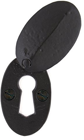 Handmade Oval Escutcheon & Cover - 2 x 1 1/8 - Traditional Black