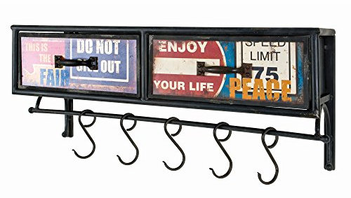 HAKU Möbel Wandgarderobe Vintage, Metall - Maße: B 77 cm x H 34 cm x T 24 cm, Style: Industrial