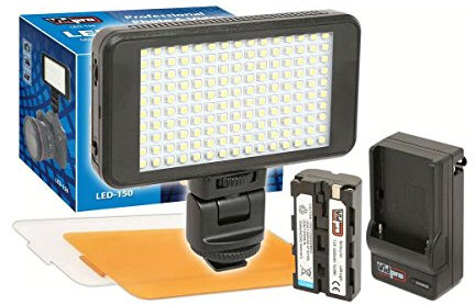 Vidpro LED-150 Photo and Video Light Kit - On Camera Panel LED Light - Adjustable and Dimmable Light Fits Cameras Video Camcorders and DLSR w/Hot Shoe Includes Rechargeable Battery Diffuser and More