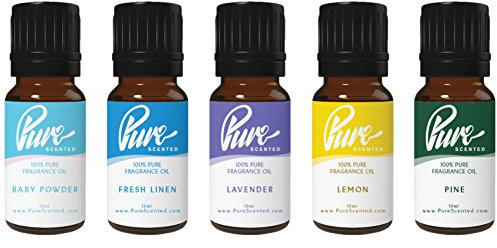 Fresh Fragrance Oil Pack Five 10ml Bottles Baby Powder, Fresh Linen, Lavender, Lemon, Pine 100% Pure Uncut, Suitable for Making Candles, soap, Cosmetics, Slime