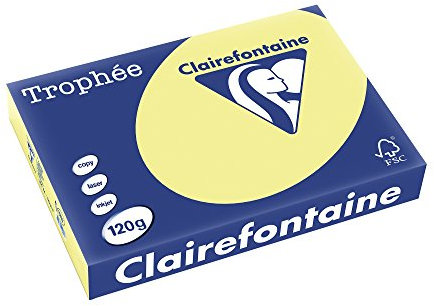 Clairefontaine 1023C - Ries Druckerpapier / Kopierpapier Trophee, intensive Farben, DIN A4, 160g, 250 Blatt, Narzisse, 1 Ries