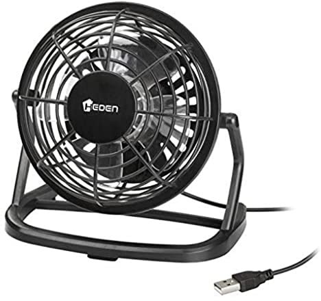 Heden Mini Ventilateur en USB, Noir diametre 13cm en Plastique Noir