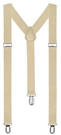 Autiga Hosenträger Herren Damen Hosen Träger Y Form Style Clips Schmal Neon Bunt Farbig, Beige, unisize