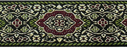 10m Medaillon Borte Webband 25mm Farbe: Grün-Bordeaux-Gold von 1A-Kurzwaren 25589-V5