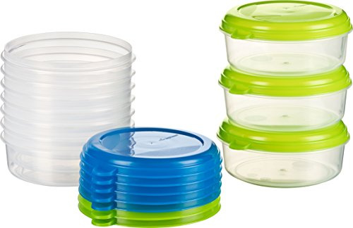 Kigima Gefrierdosen 12x0,125L rund Grün & Blau – Vorratsdosen mit Deckel luftdicht – Transparente Frischhaltedosen – Aufbewahrungsbox Küche für Mealprep & Organisation – Austrian Quality