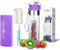 New Improved Unique Bottom Loading Fruit Infuser Water Bottle Complete Bundle Includes Bottle Brush, Insulating Sleeve & Infusion Recipe eBook. Leak Proof Sweat Proof BPA-Free (Purple)