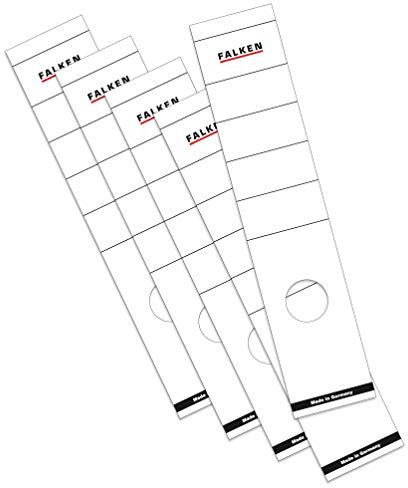 Original Falken 10er Pack Ordner-Rückenschild. Made in Germany. Etiketten 60 x 290 mm selbstklebend für 8 cm breite Ordner weiß