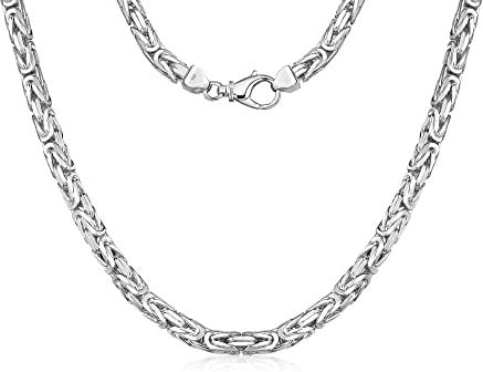 Silberketten Store Königskette 925 Silber Herren 7 mm Stärke I Männer Silberkette mit Karabiner Verschluss I Panzerkette Herren vierkant hochglanz