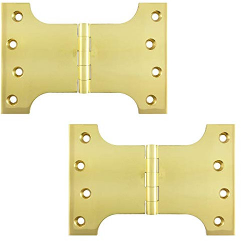 Parliament Projection Hinges For French Doors - Polished Brass - 102mm x 100mm x 152mm - (2 Hinges)