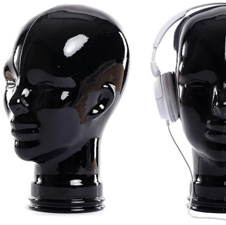 DESIGN DELIGHTS KOPFHÖRERSTÄNDER Mick | Recycling Glas, schwarz, 29 cm | Glaskopf, Deko Kopf