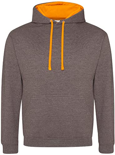 AWDis Men's Varsity Hoodie, Multicoloured (Charcoal/Orange Crush), X-Large