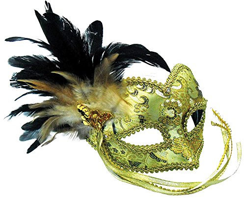 Bristol Novelty EM393 [Generisch] Augenmaske mit Flechtmuster an den Augen an Band, Women, Geometrisch, Gold, Einheitsgröße