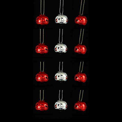 12 Stück Schellen Glänzendes – Rot und Silber