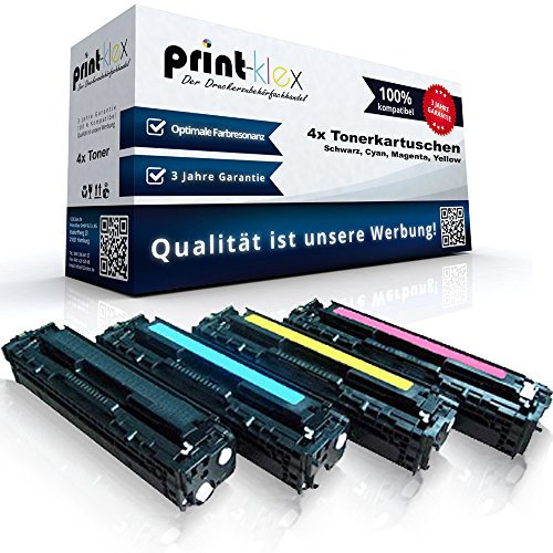 4X Print-Klex Tonerkartuschen kompatibel mit HP Color Laserjet CP2024 N CP-2025 CP-2025 DN CP-2025 N CP-2025 X CP-2026 CP-2026 DN CP-2026 N CP-2027 CP-2027 DN CP-2027 N Black Cyan Magenta Yellow Tone
