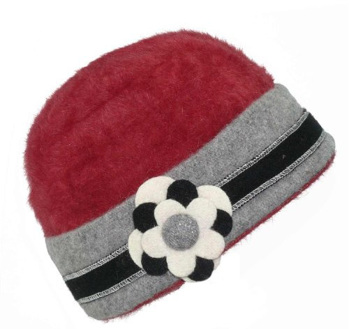 Harrys-Collection sehr feingestrickter Damenhut aus Wolle, Kopfgröße:Einheitsgröße, Farben:dunkelrot