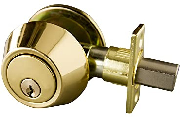 Design House Gateway Single Cylinder Deadbolt, Polished Brass