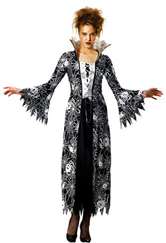 Foxxeo schwarz silber Spinnen Hexen Vampir Kostüm für Damen Fasching Karneval Halloween Größe XXL