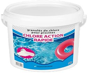 BSI - Chlore Choc - Action Rapide - Désinfection Totale De l'Eau - Spécial Bactéries - Idéal Pour Piscine Et Spa - Granulé - 5kg