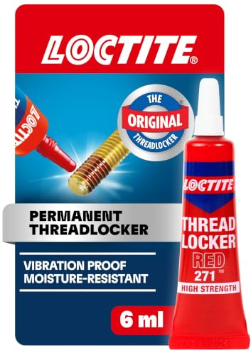 Loctite Threadlocker Red 271 - Permanent Thread Lock Glue for Nuts, Bolts, & Fasteners, High Strength Screw Glue to Prevent Loosening & Corrosion - 6 ml, 1 Pack