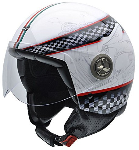 NZI Zeta Graphics Motorradhelm, Weiß/Schwarz/Rot, XS