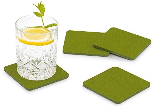 FILU Filzuntersetzer eckig 8er Pack (Farbe wählbar) grün - Untersetzer aus Filz für Tisch und Bar als Glasuntersetzer/Getränkeuntersetzer für Glas und Gläser rechteckig viereckig