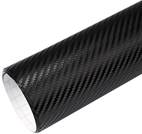 Rapid Teck® 5,26€/m Premium 3D Carbon Schwarz - 6m x 1,52m - Blasenfrei mit Luftkanälen - Auto Folierung - Car Wrapping Folie - Schwarze Folie Auto