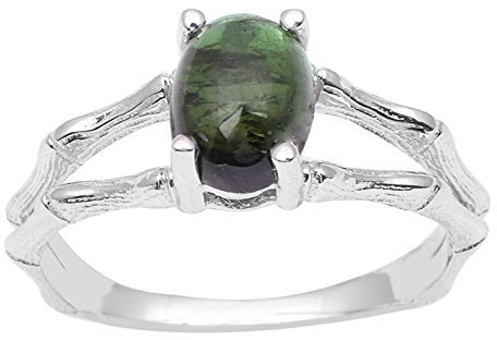 Glanz Jewel 925 Silber rund Cut Grüner Turmalin Ring