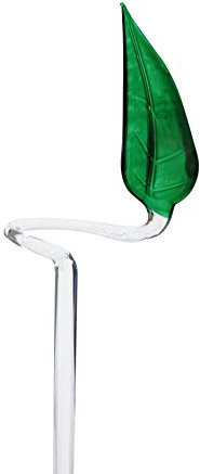 Orchideenstab Blumenstab Blumenhalter aus Glas mit Blatt grün 3 x 39 cm handgeformt Lauschaer Glas das Original
