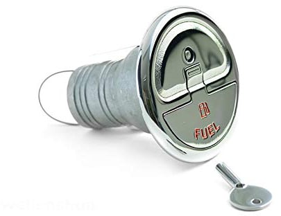 Marine-Tankstutzen mit Schloss Ø 38 mm oder 50 mm Edelstahl Benzin Diesel | Poliert | Für Benzin und Diesel geeignet, Erdungskabel & 5mm Senkschrauben | Für Boot | Hochglanzoberfläche | Ø 95mm | Ø38mm