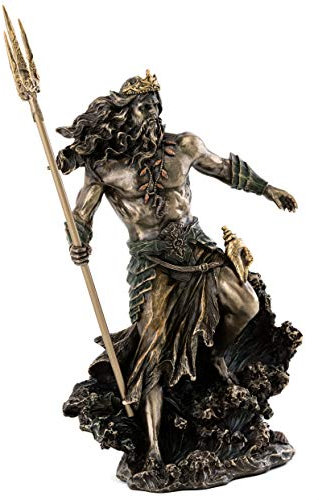 10.5- Zoll Neptun Gott des Meeres mit Trident Real Bronze Powder Cast Statue