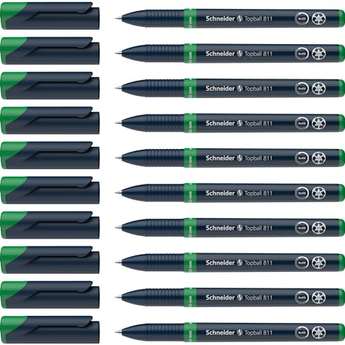 Schneider Topball 811 Tintenroller (Wechselmine, 0,5 mm) 10er Packung grün