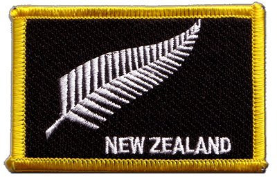Aufnäher Patch Flagge Neuseeland Feder All Blacks - 8 x 6 cm