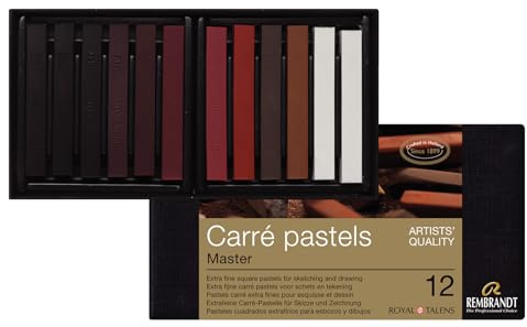 Rembrandt Professional Carré-Pastell-Set in Luxus-Box Master | 12 Pastelle | Basis-Erdfarben-Auswahl