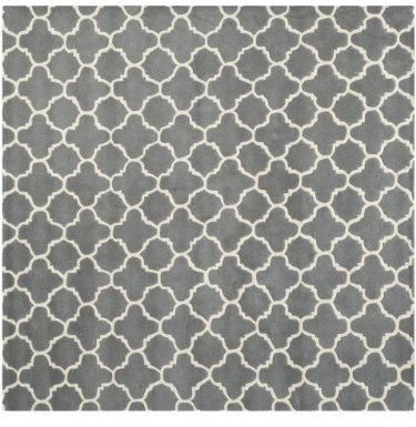 SAFAVIEH Chatham Collection Accent Rug - 4' x 6', Dark Grey & Ivory, Handmade Quatrefoil Trellis Wool, Ideal for High Traffic Areas in Entryway, Living Room, Bedroom (CHT717D)