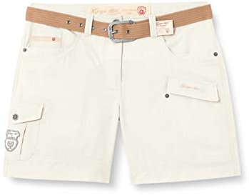 G.I.G.A. DX Damen Shorts Hira, Bermuda mit Gürtel, kurze Hose für Frauen mit praktischen Taschen, weiß, 34