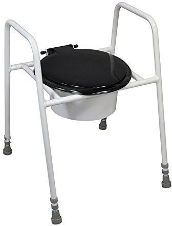 Aidapt Height Adjustable Free Standing Raised Toilet Seat with Arm Support, Splash Guard, Wipe Clean Lid and Slip Resistant Feet Already Assembled Aid