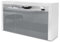 Vladon Buffet Valencia, Commode avec 3 Portes et 1 Compartiment Ouvert, Blanc Mat/Gris Haute Brillance/Blanc Haute Brillance (155 x 92 x 40 cm)