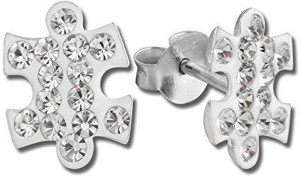 SilberDream Ohrringe Damen 925 Silber Ohrstecker Puzzle Zirkonia weiß SDO8033W Silber Ohrstecker