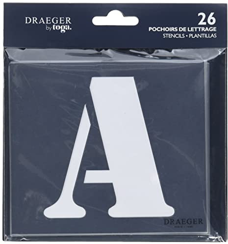 TOGA BY DRAEGER PARIS 1886 - Set de 26 Plantillas de Números y Puntuación 9x6,5cm - Accesorios de Bricolaje Multiusos para Pintar y Decorar - Versión en francés